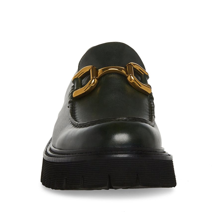 Dark Green Steve Madden Zylo Leather Men's Platform Shoes | PH 1402ELX